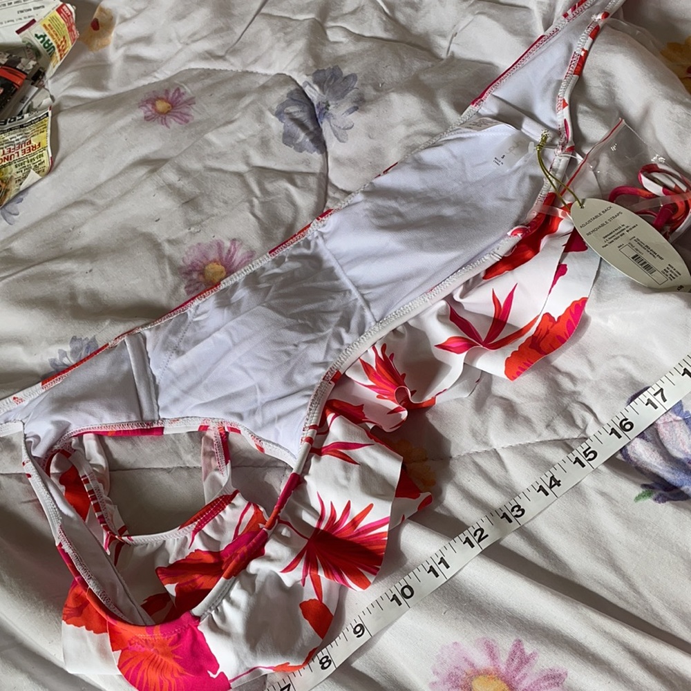 Small tropical floral bikini top one strap - Picture 5 of 8
